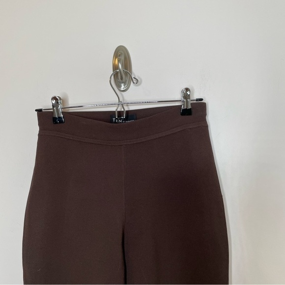 Aritzia Babton Paramount Pant High Rise Knit Flared Leg Pants Coffee Bean Brown - Picture 3 of 7